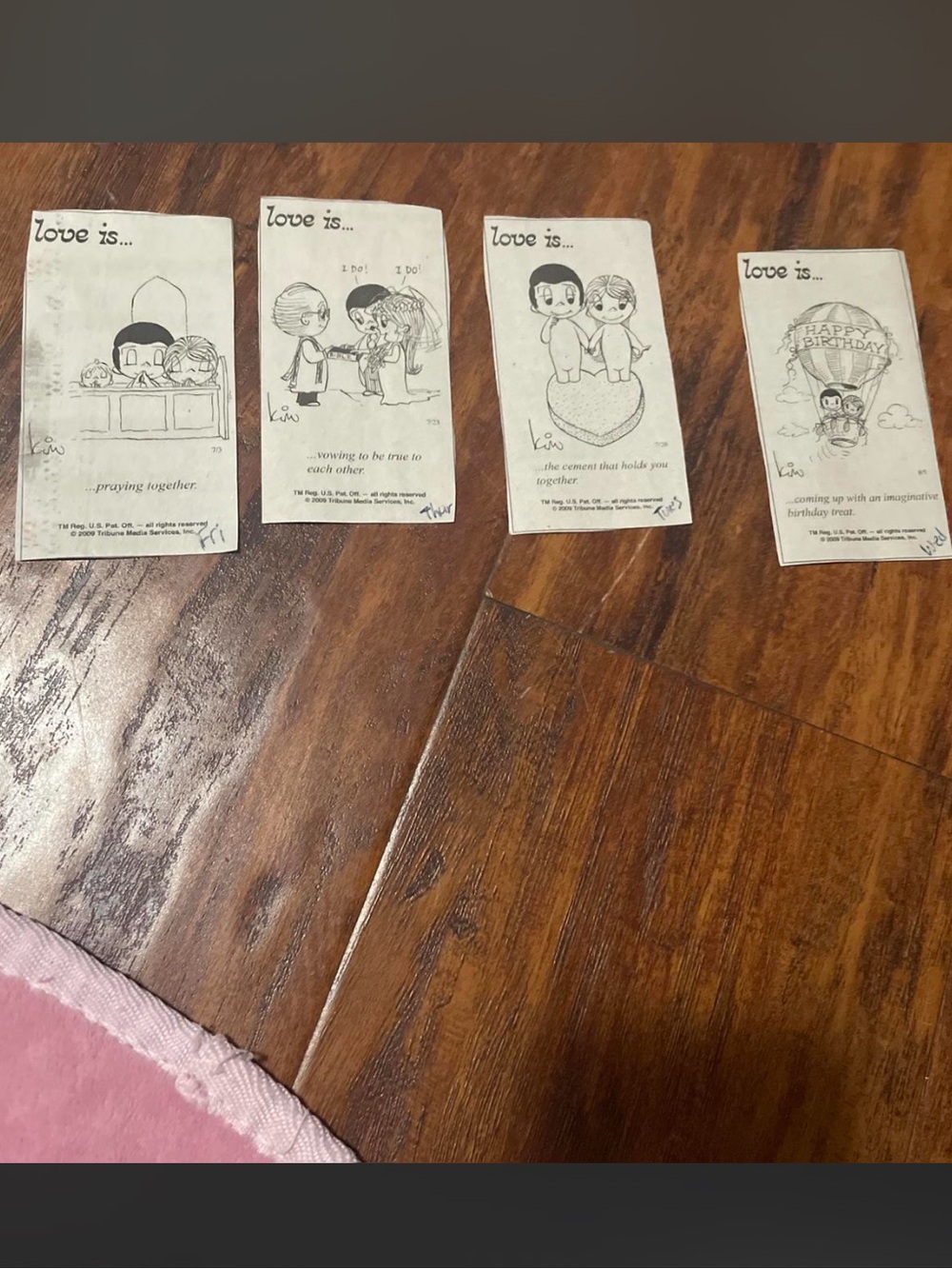 Love Is... Black & White Illustrated comics strips set of 4